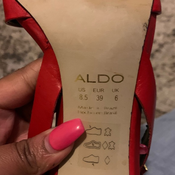 Aldo red leather heels size 8.5 - Picture 6 of 6